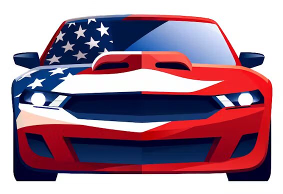 American flag muscle car
